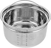 ABOOFAN 1 Set Stainless Steel Inner Cooking Pot with Steamer Basket for Electric Rice Cooker Capacity Easy Water Draining Versatile Cooking and Enhanced Aroma for Fluffy Rice