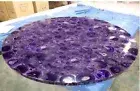 Round Purple Agate Coffee Table, Handmade Agate Stone Hallway Patio Decor