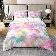 Feelyou Pink Tie Dye 100% Cotton Duvet Cover Twin Size Kids Boho Hippie Comforter Cover Set for Boys Girls Teens Tie Dyed Bedding Set Breathable Bohemian Gypsy Bedspread Cover Psychedelic Quilt Cover