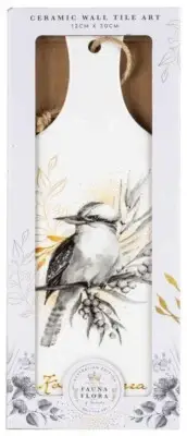 Old Tupton Ware White Tile Wall Art/Trivet Kookaburra 12cms * 30cms