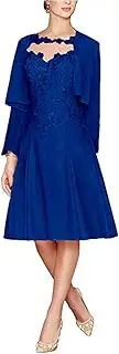 [Botong] Women 's Tea Length Applique Formal Prom Growns Plus Size Mother of The Bride Groom Dresses for Wedding with Jackets