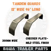 Trailer Mudguards Tandem 12 inch Wide 4 Fold 96" Long Checker Plate Guards