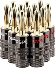 [FosPower] Banana Plugs 6 Pairs / 12 pcs, Closed Screw 24K Gold Plated Banana Speaker Plug Connectors for Speaker Wire, Wall Plate, Home Theater, Audio/Video Receiver, Amplifiers and Sound Systems