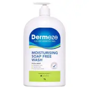 Dermeze Moisturizing Soap-Free Wash 1L - SLS & Fragrance Free for Sensitive Skin