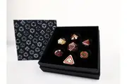 LPG Dice Set - Metal RPG Concentric (Black/Red/Gold)