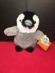 Wild Republic Emperor Penguin Plush Baby 7" Stuffed Animal Gray White Black
