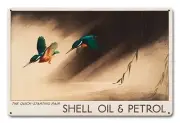 SHELL QUICK STARTING PAIR HUMMINGBIRDS 18" HEAVY DUTY USA MADE METAL ADV SIGN