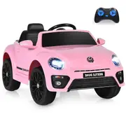 Costway 12V Ride-On Vehicle Toy Volkswagen Beetle Licensed Ride On Car w/Remote Control Pink