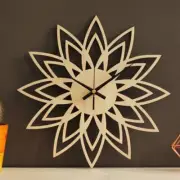 40cm 16" Wood Star Geometric Silent Wall Clock Unique Modern Sun Decor Gift