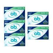 5 Pack O.B. Fluid Lock No Applicator Tampons Super 40 Count Each