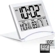 Digital Travel Alarm Clock Foldable Calendar & Temperature & Timer LCD Clock