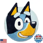 Jay Franco Bluey Plush Blue Fluffy Accent Rug - 3 x 3 ft Area Rug for Kids Be
