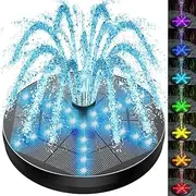 SZMP Solar Fountain Innovative Six-Pointed Star Colorful Light, 4W Solar Powered Fountain Pump with 7 Nozzle & 4 Fixer, Solar Bird Bath Fountain with Battery for Garden, Pond, Pool, Fish Tank, Outdoor