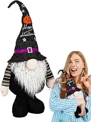 Halloween Gnomes Plush - Halloween Gnomes Decorations for Home - Light-up Scandinavian Dwarf Decor, Spooky Shelf Ornaments, Faceless Doll Figurines Halloween Table Decorations