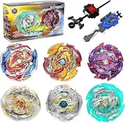 Ingooood Metal Master Fusion Gyro Toys for Kids, 6 Pieces Battling Top Battle Burst High Performance Set with 2 Launchers (H-9A)