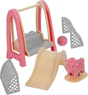 KOMBIUDA Mini Toy Set Simulated Slide Swing Rocking-Horse Football Goal for Doll House Accessories