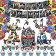 The Transformers Theme Happy Birthday Balloons Kit Latex Balloons With Flag And Cake Toppers For Party Deocration