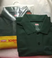 2x STUBBIES SCHOOL WEAR SHORT SLEEVE POLO TOP SIZE 14 Green.