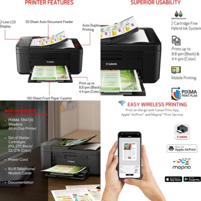 BEST ll-in-One Wireless Inkjet Color Printer ADF Fax Printing Home Office WiFi