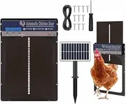 Automatic Chicken Coop Door, Solar Powered Chicken Door with Timer & Light Sensor, Anti-Pinch Design and Weatherproof with 3 Control Modes Poultry Coop Door