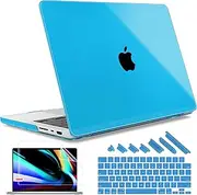 May Chen Compatible with MacBook Pro 16 inch A2991 M3 A2780 M2 A2485 M1 Pro/Max Chip with Retina Dispaly Fits Touch ID (2023 2022 2021), Plastic Hard Shell Case with Keyboard Cover, Crystal Blue