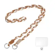 Phone Lanyard Crossbody Lanyard with Lanyard Patch White Gray Brown 1 Pack