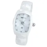 GOTO 簡約晶鑽精密陶瓷錶-白x銀