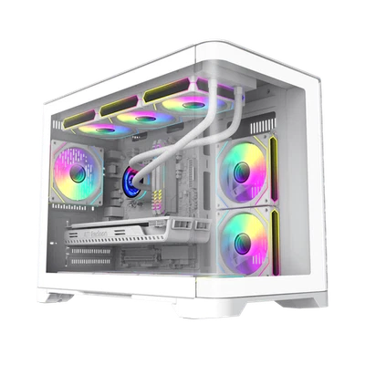 Gamemax HYPE-M WH Computer case M-ATX white Case 3x ARGB fan