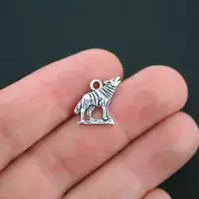 BULK 50 Wolf Charms Antique Silver Tone Howling Wolf - SC4179