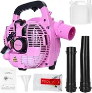 bephible Leaf Blower, 2-Stroke Handheld Leaf Blower, Gas Powered Leaf Blower, 26cc Handheld Gas Blower, Powerful Clearing Blower for Lawn Care, Snow Blowing and Yard Cleaning (Pink) Pink