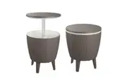 DREAMO Outdoor Cool Bar Patio Side Table Cooler Taupe