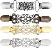[F Fityle] 4Pcs Retro Women Shawl Cardigan Sweater Duck Mouth Clips Shirt Collar Clasps