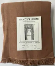 VHC Tobacco Cloth Nutmeg Fringed Panel set 84 Inches