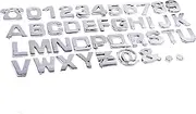 COSMOS 40 Pcs Silver Tone Plastic Car Letters Number Sticker 3D Emblem Trim Badge Decal Sticker