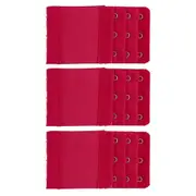 3Pcs 5.6x9.7cm Women 3-Hook 3 Rows Spacing Bra Extender Extension Hooks Strap Wine red