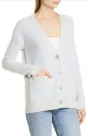 NWT $349 Nordstrom Signature Boucle Cashmere Cardigan Gray Light Heather Sz XL