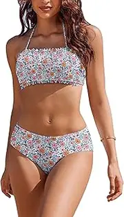 [AI'MAGE] Women High Waisted Bikini Set Two Piece Halter Swimsuits Padded Bathing Suit