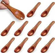 10 PCS Handmade Tiny Wooden Spoons, 2.3 Inch Mini Wooden Spoons, Salt Small Wooden Spoons, Tiny Spoons for Sauces, Salt, Sugar, Honey, Pepper, Tea, Coffee, Ice Cream and More, Kitchen Utensils