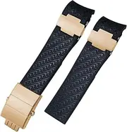 [GUMMMY] 22mm Silicone Rubber Watchbands Fit，For Ulysse Nardin Diver Silver Rose Gold Folding Buckle Black Blue Watch Strap