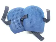 Silicone Rubber Knee Pads #124 w/ Hook and Loop Straps Blue 1 Pair