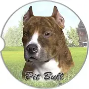 ES Pets Absorbent Stoneware Car Cup Holder Coaster, Brindle Pit Bull