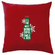 Most Wonderful Time For Beer - Cushion - Christmas Lager Ale Home Brew