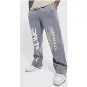 Mens Charcoal Regular Printed Gusset Jogger