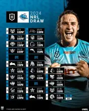 2024 DRAW CRONULLA SHARKS MATCH FIXTURE TEAM PLAYER POSTER,NRL RUGBY