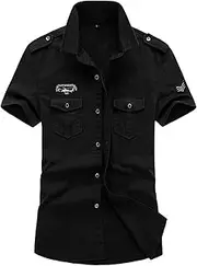 [Gihuo] Men's Short Sleeve Military Shirt Button Down Army Tactical Shirt