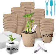 103 Pack Biodegradable Plant Seed Starter Kits - 20 Pcs Peat Pots, 30 Pcs Non-Wo