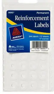 Hole Reinforcement Labels, 1/4-Inch, 560-Count - Pack of 6