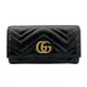 Gucci GG Marmont絎縫紋牛皮金屬雙G logo長夾(443436-黑)