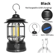 2Pack Camping Lantern USB Rechargeable Battery Powered Retro Camping Light Water
