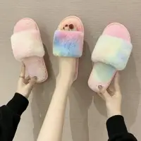 在飛比找ETMall東森購物網優惠-fur women flat slippers ladies